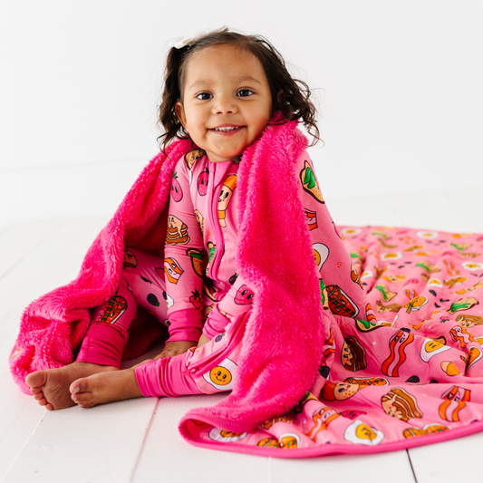 Pink Breakfast Plush Blanket